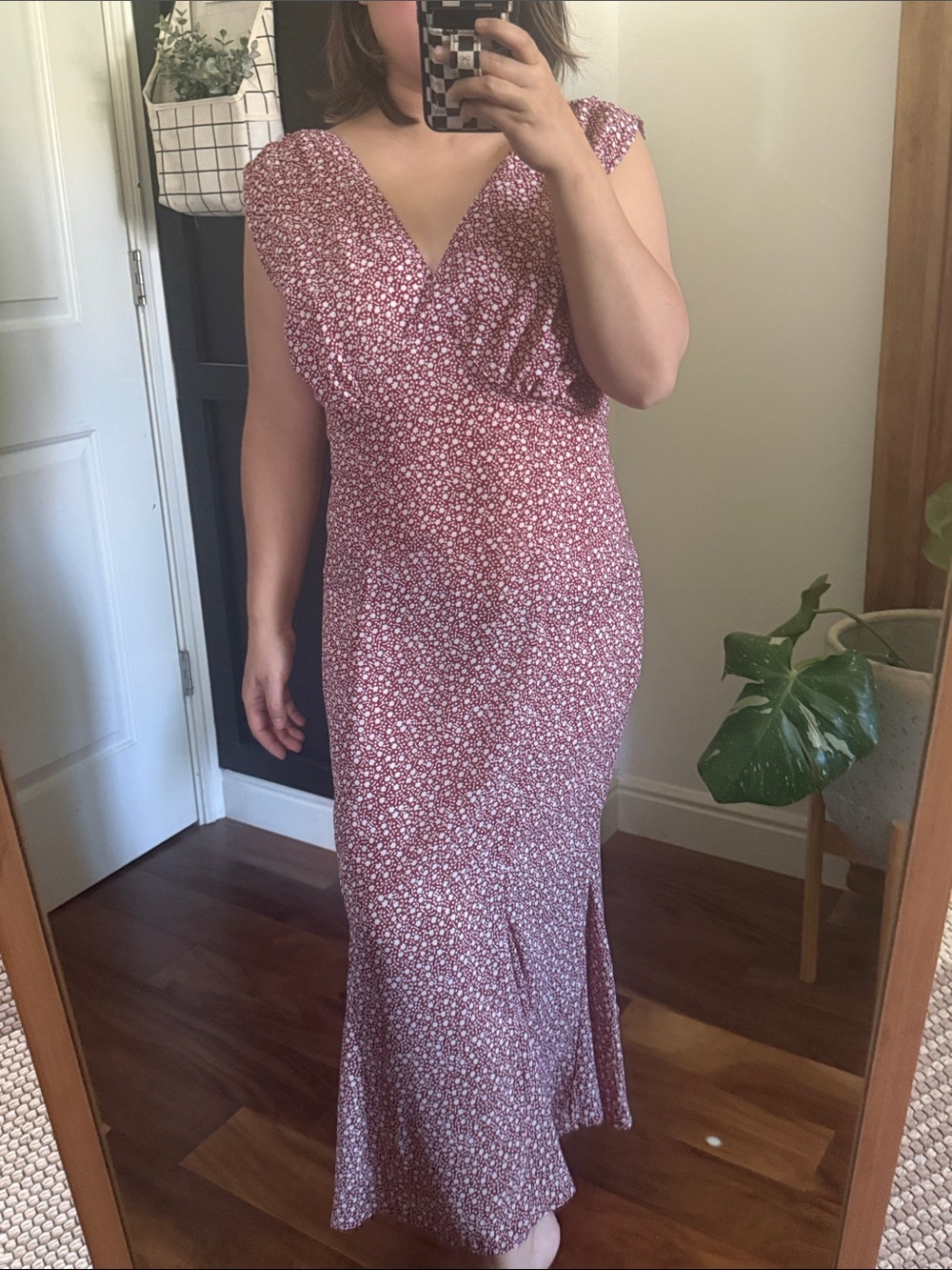 Vintage Marian & Maral Ditsy Pleasant Midi Dress. Size M semi sheer